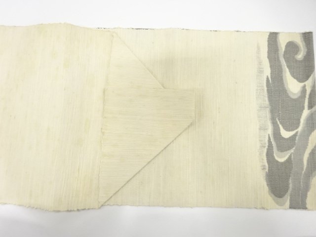  アンティーク　手織り節紬　流水模様織り出し名古屋帯